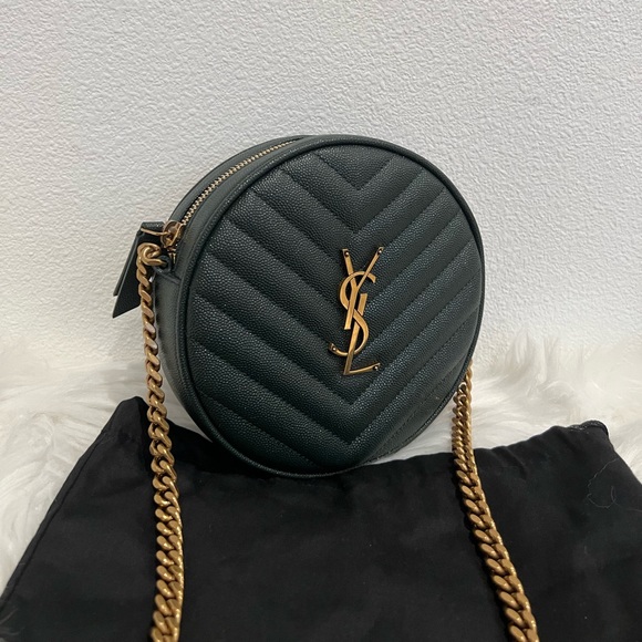 NWT SAINT LAURENT YSL Round Jade Vinyle Chevron Loulou Camera WOC Crossbody Bag - Picture 6 of 10
